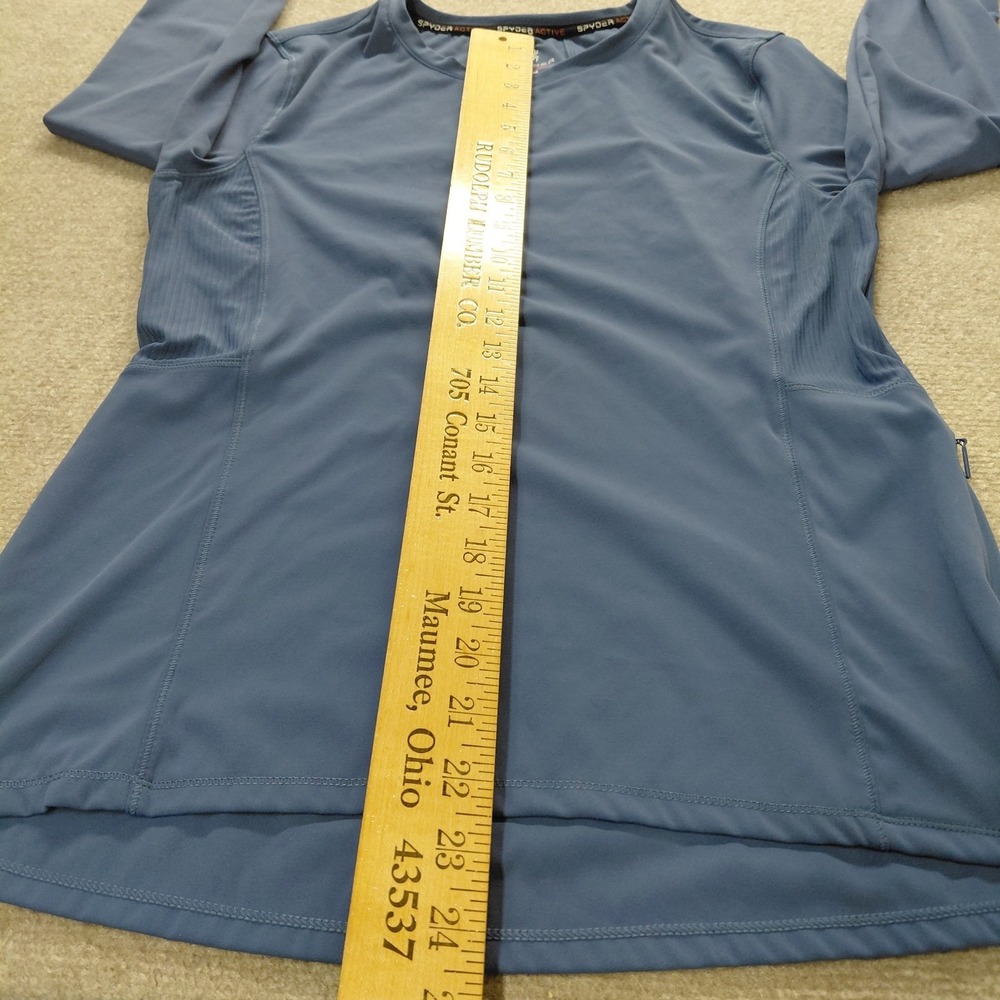 Spyder Active Women M Blue Long Sleeve Base Layer Top Crewneck Solid Nylon Soft - Picture 7 of 11